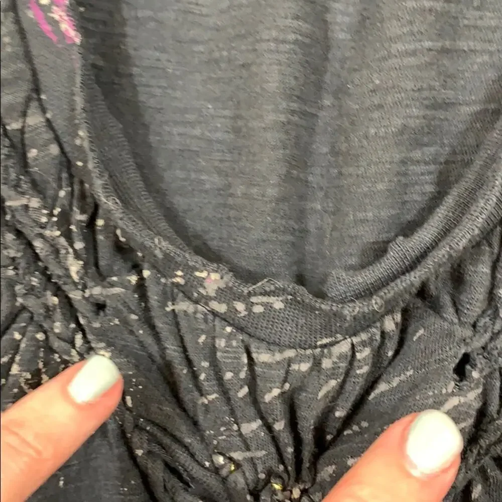 Free People Paint Splatter Braided Gray Sleeveless Top - Picture 3 of 8